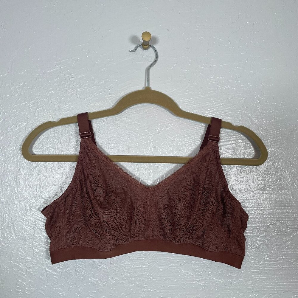 Understance Women Plus Size 40D/DD Brown Mocha Cate Wireless Soft Cup Bra No Pad